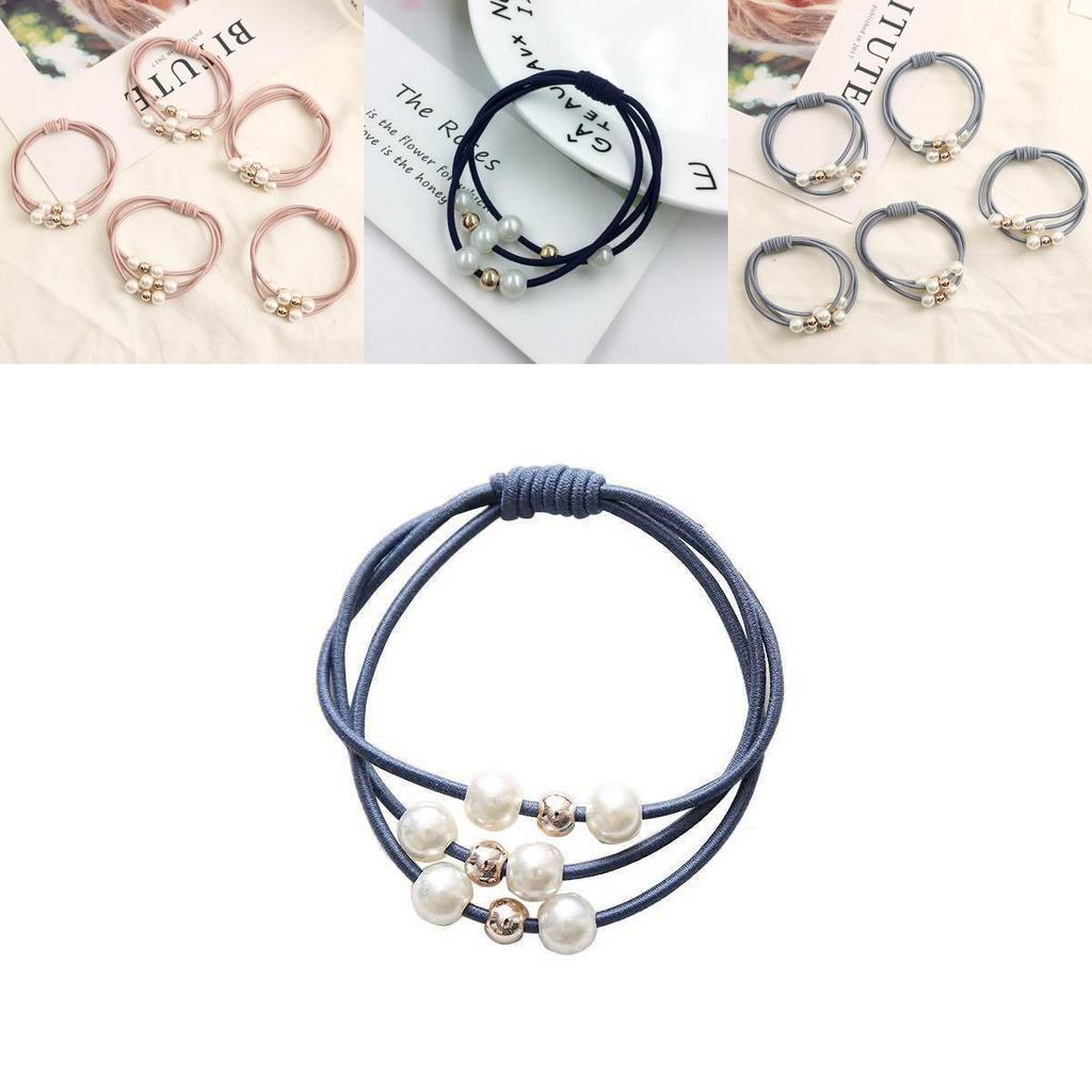 Korean Version Of The Three-strength Rubber Band High-elastic Pearl Head Rope For Women And Girls
