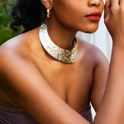 Accessories, Personalized Splicing Three-dimensional Corrugated African Collar Women, Metal Exaggerated Asymmetric Collar