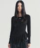 Nigaennikol Ruffle Label Long Sleeve Top_Black