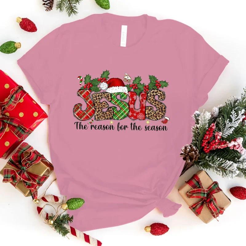 New Christmas Jesus The Reason for The Season Letter Print Clothes Unisex Women Summer Short Sleeve Fashion Summer Casual TShirt
