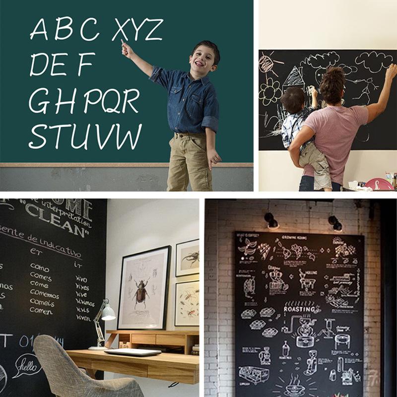 Dikke Zelfklevende Krijtbord Sticker 0,18mm Verwijderbaar PVC Krijtbord Muursticker voor Kinderen Tekenen, Thuis Kantoor Lesgeven