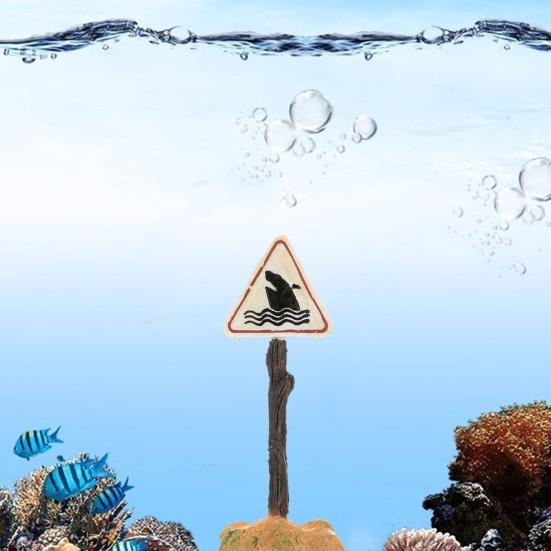 Aquarium Decoration Ornament Cartoon Resin Artificial Shark Warning Sign Landscaping Accessories for Fish Tank Aquarium Background