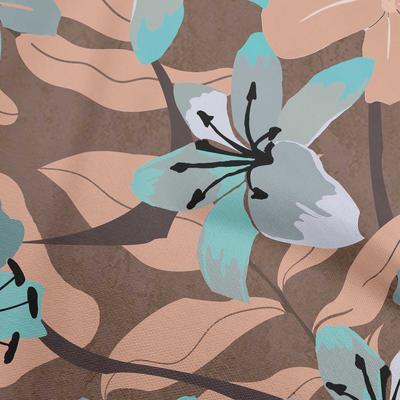 Cotton Flex Dark Beige Fabric Tropical Lily Floral Sewing Craft Projects Fabric Prints By Yard 40 Inch