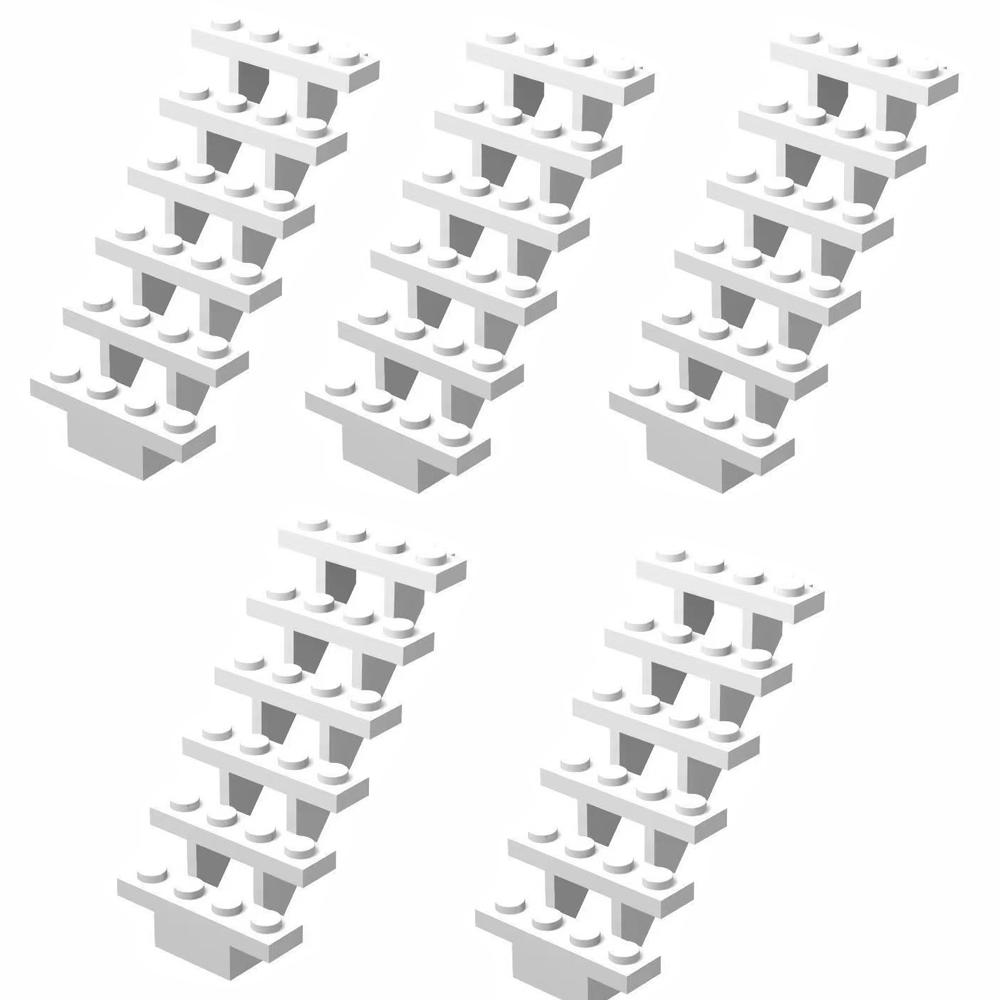 MOC Staircase Bricks 7x4x6 - 5pcs Straight Open Steps 30134 for Modular Building Blocks, DIY Construction Stairs Ladder for City