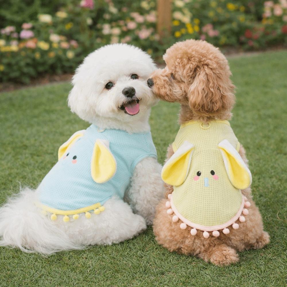 Cute Print Breathable Dog T-Shirt Comfortable Cartoon Cat Traction Suit with D-ring Lightweight Pet Vest Daily Walk