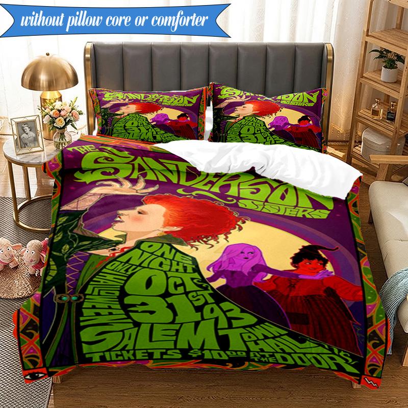 Halloween witches 3pcs K-pop music group Bedding set,Ideal for Bedroom, Dormitory,Including Duvet Cover And 2pcs Pillowcases,Fan gifts