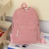 Schoolbag new solid color student schoolbag female corduroy high value large capacity backpack simple college student simple