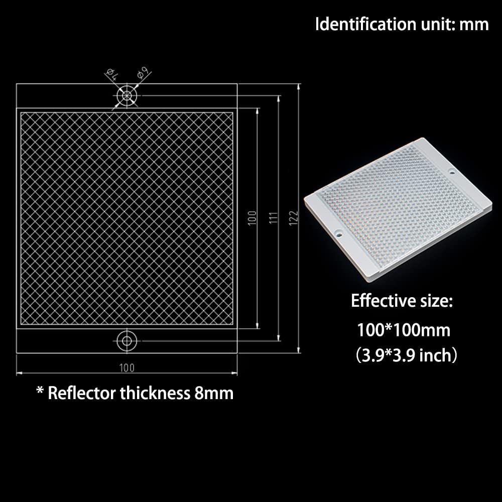 PC Plastic Reflector for Photoelectric Sensors - 100mm X 100mm, Suitable for Infrared and Laser Sensors (1 Pack of 2pcs)