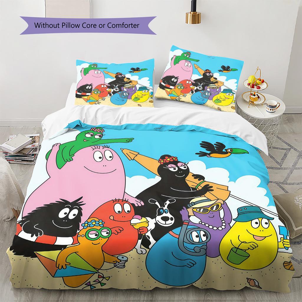 Barbapapa3 Pattern Bedding Quilt Set Home Decoration Gift (1 * Duvet Cover + 2 * Pillowcase Without Core)