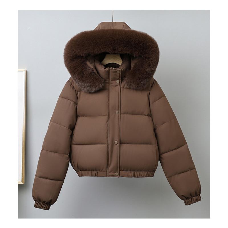 Women S Short Winter Thick Cotton Puffer Jacket With Fur Collar