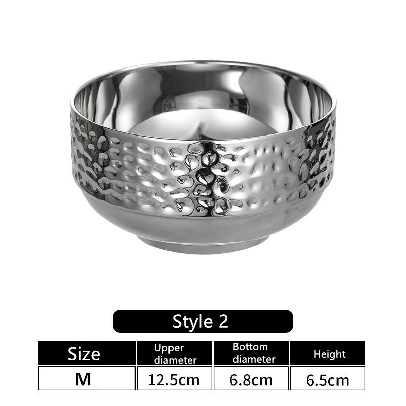 304 matskål i rustfritt stål Risgryte Nudelfat Gylden dobbeltlags varmeisolering Husholdnings Ramen Frutero