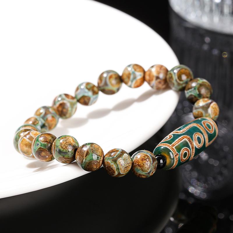 Tibetan Agate Barrel Beads Bracelet Women Men Retro Yoga Jewelry Gift