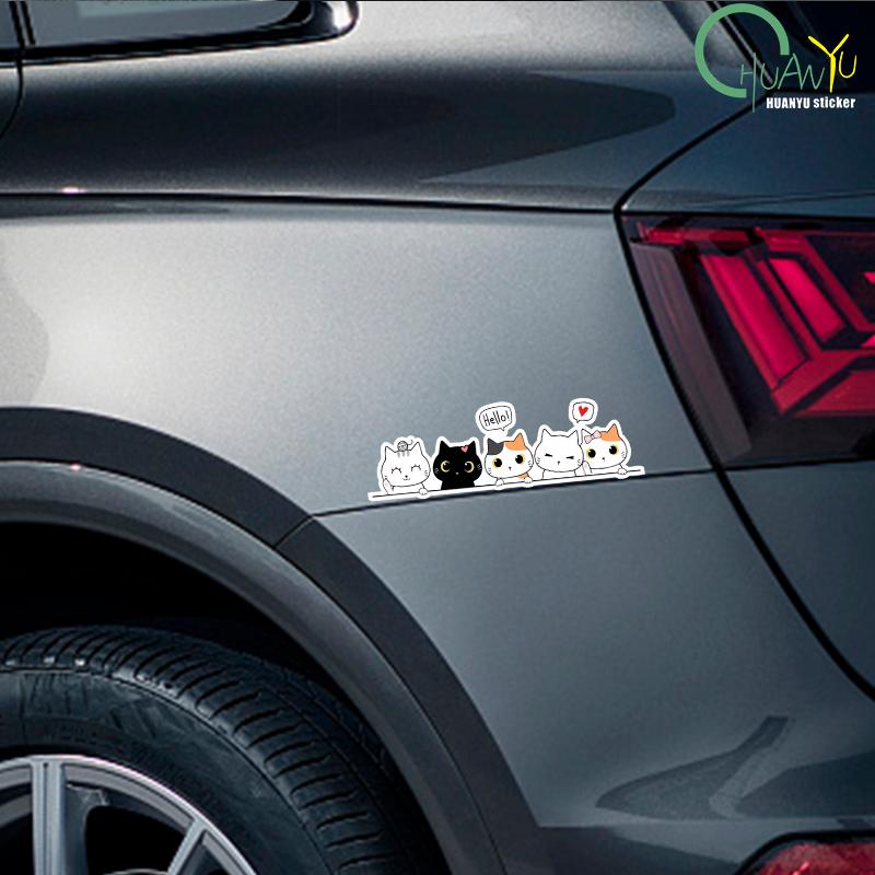 Autoaufkleber Süße Cartoon-Katze Vinylaufkleber Wasserdichte Abziehbilder Auto Zubehör Deko Pegatinas Para Coche