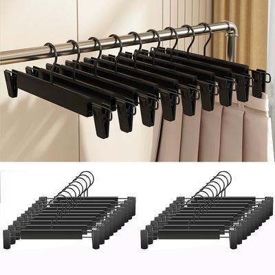 5-30PCS Pants Hangers with Adjustable Clips,Non-Slip Skirts Hanger with 360 ° Swivel Hook,Black Trouser Organizer Rack for Jeans