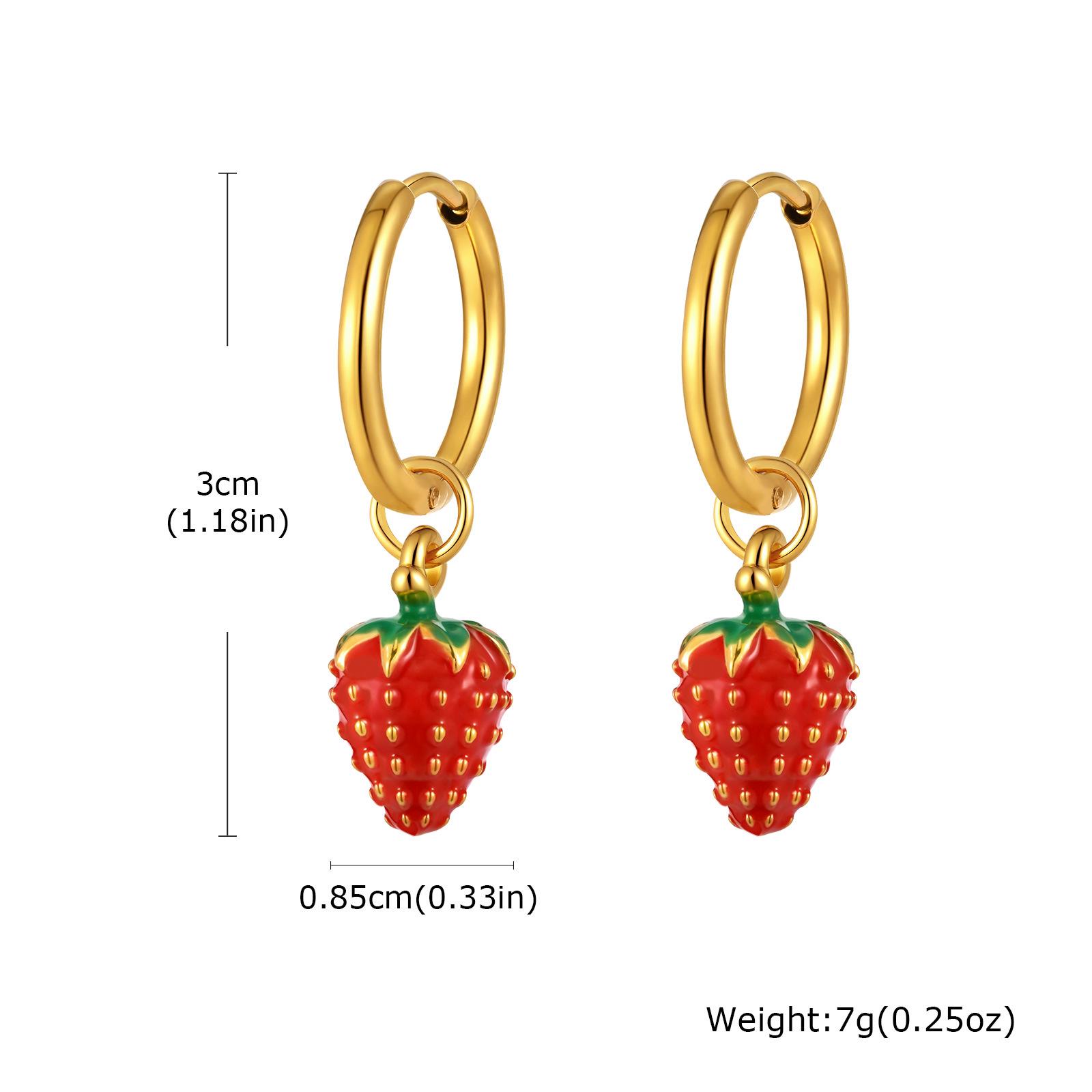 

Cross Stainless Steel Strawberry Pendant Earrings for Women, ED-908G