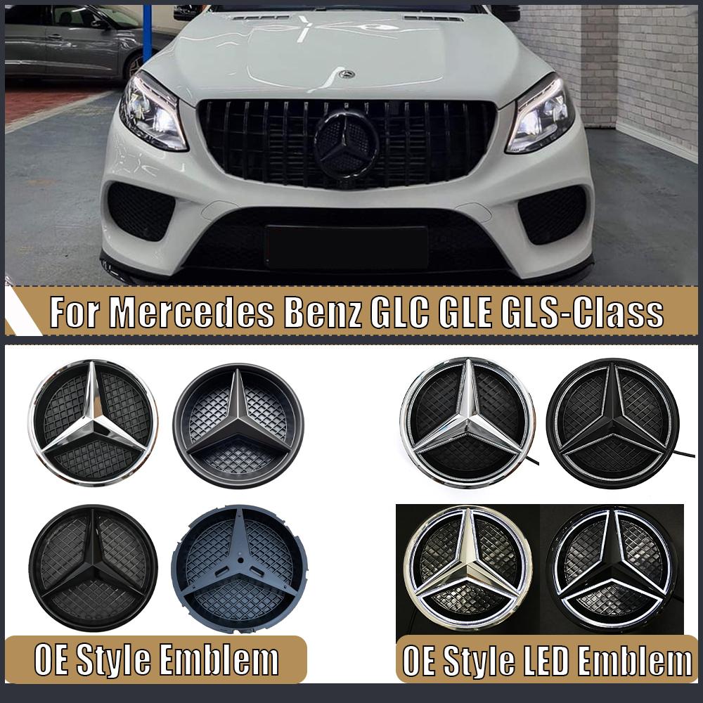 1pcs Front Grill Emblem Fit For Mercedes Benz GLC GLE GLS-Class X166 X253 Glossy Star White Illuminated Emblem AC1 F39