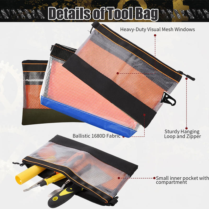 Multifunctional Anti Static Transparent PVC Tool Work Bag Waterproof Storage Pouch Portable Hardware Kit Parts Organizer