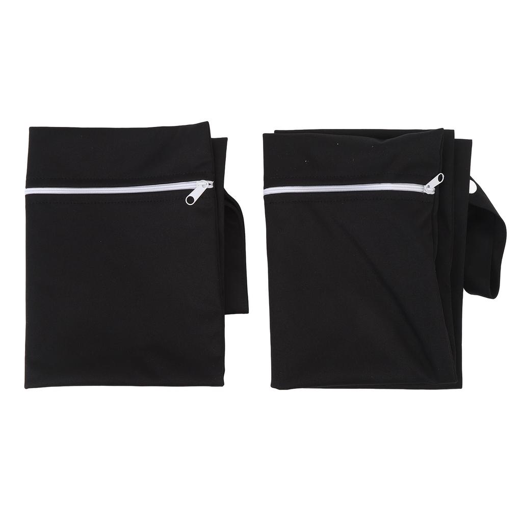 2pcs Black Wet Bag TPU Fabric Zipper Design Water Proof Storage Bag for Outdoor Wet Clothing