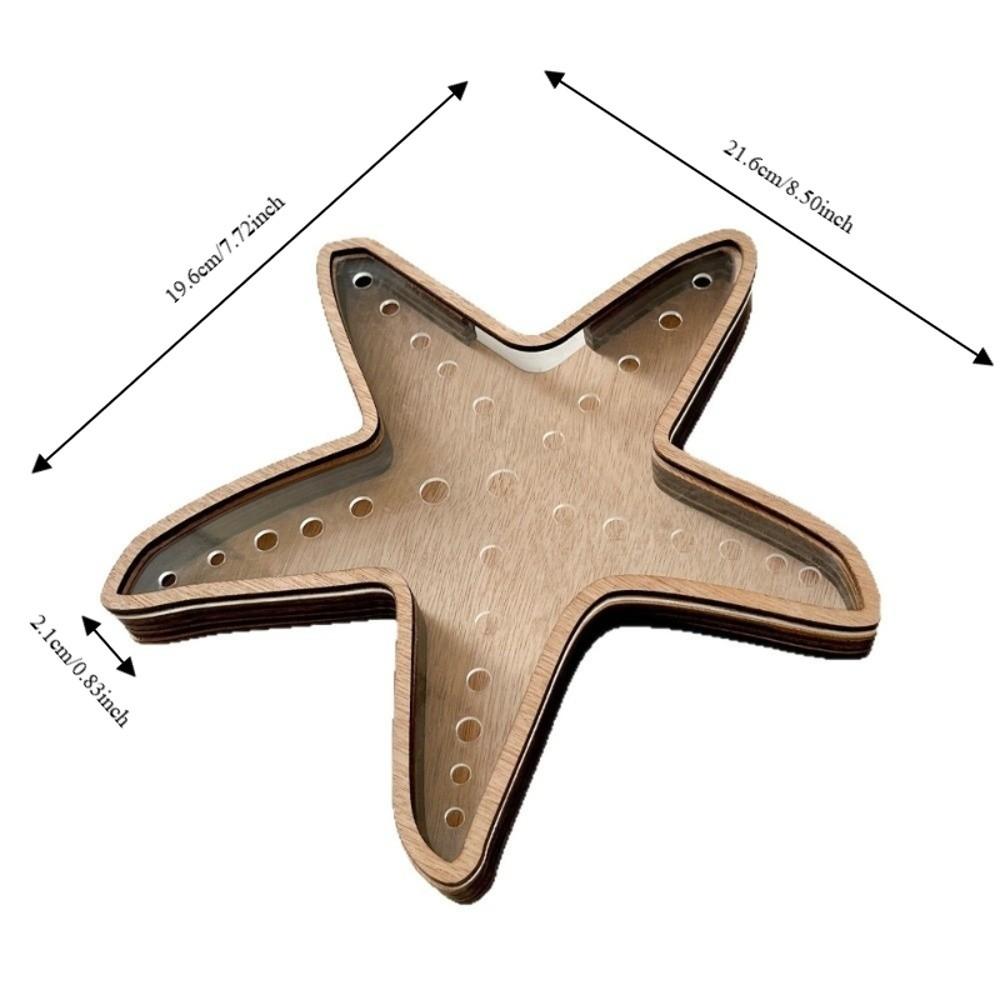 Creative Starfish-Shaped Display Box Wooden Multi-Function Star Piggy Bank Translucent Decoration Desk Organizer Home Decor
