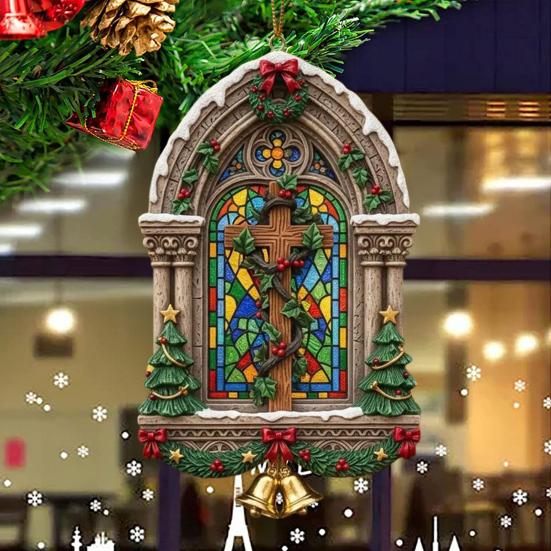 Christmas Jesus Ornaments Religious Acrylic Xmas Tree Hanging Ornaments Christian Keepsake Gift for Home Garden Wall Decor
