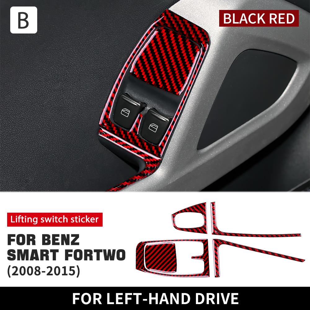 Real Soft Carbon Fiber for Mercedes Benz Smart 451 Fortwo 2008 2009-2014 2015 Car Door Window Lift Switch Button Panel Sticker