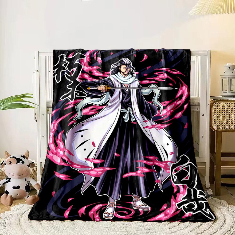 

Dark swirls with pink floral-like patterns enveloping a character. for all seasons blanket lunch break throw gift 80cm x 120cm