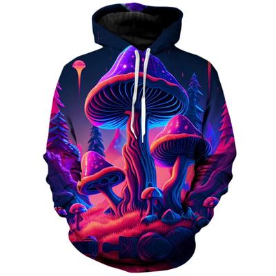 3D Geprinte Kleurrijke Paddenstoel Hoodie Voor Heren Psychedelisch Patroon Sweatshirt Vrije Tijd Straat Lange Mouw Tops Pullover Losse Hoodie