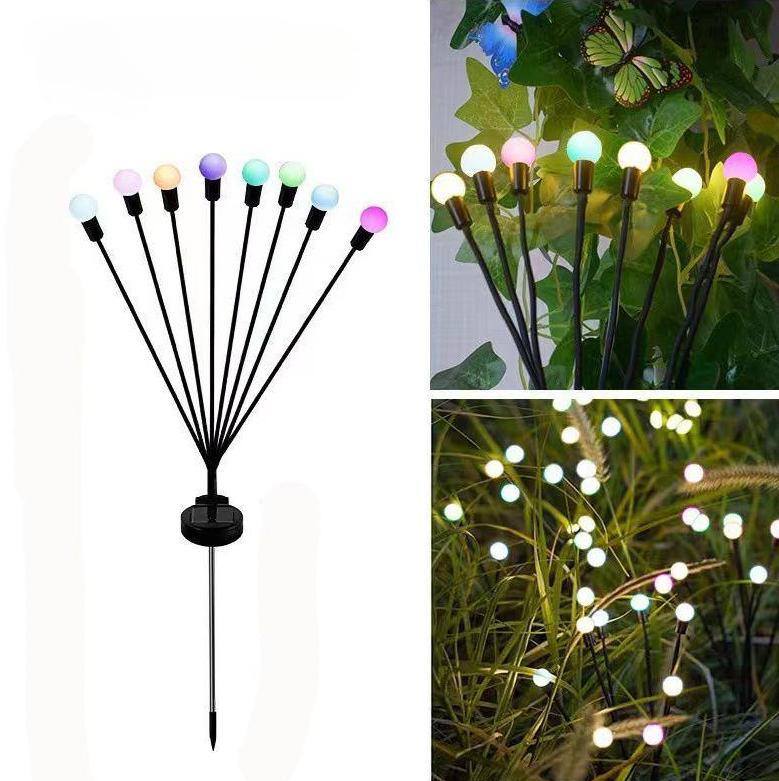 Solar Firefly Lights 6/8/LEDs Outdoor Garden Vibrant Swing Lights IP65 Waterproof Lamps for Patio Pathway Yard Christmas Decor