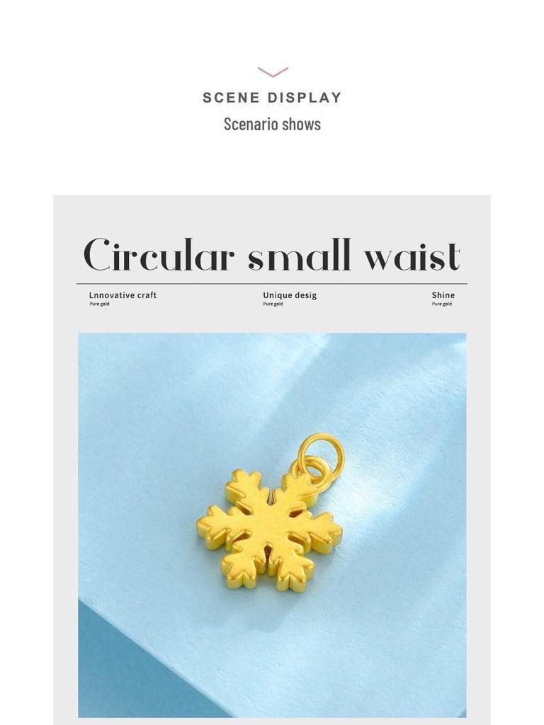 Shuibei 999 Gold Snowflake Pendant: 5D Hard Gold Craft Christmas/New Year Gift for Her