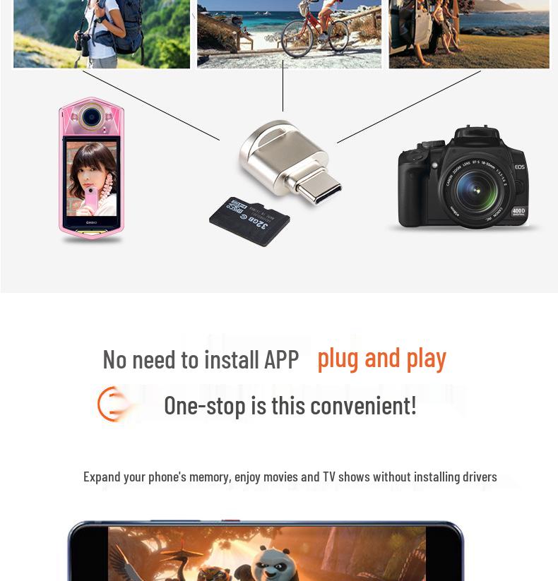 Mini-Metall-TF-Kartenleser für USB-C & Android-Geräte