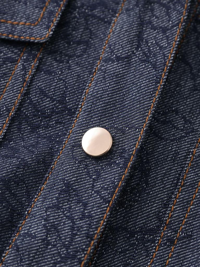 Retro Jacquard Mid-Length Denim Dress - Waist-Defining, Slimming, High-End Summer Style for Women