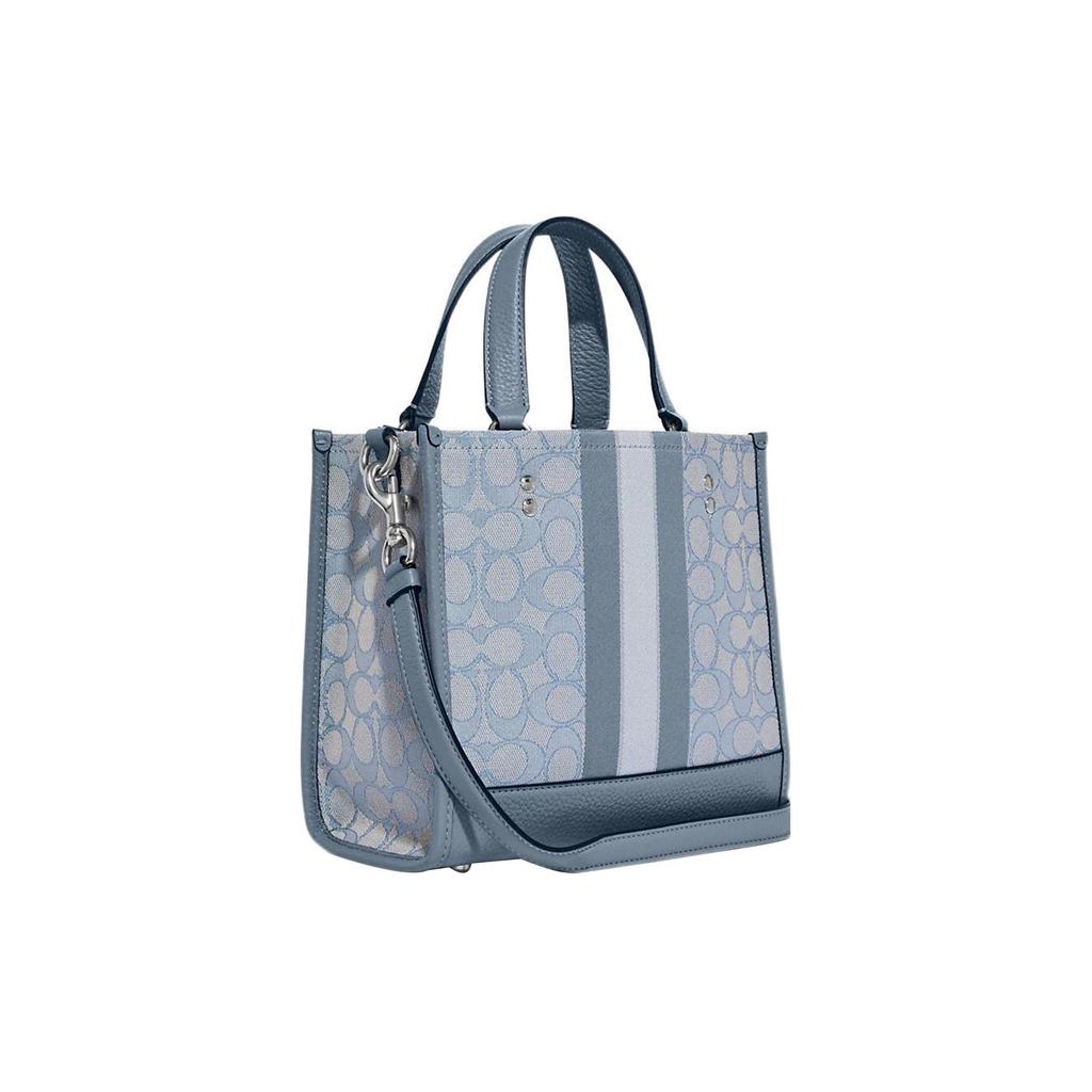 Coach Dempsey 22 Classic Stripe Logo Accent Fabric And Leather Tote Bag Women Tote Marble-Blue C8417-SVTUZ