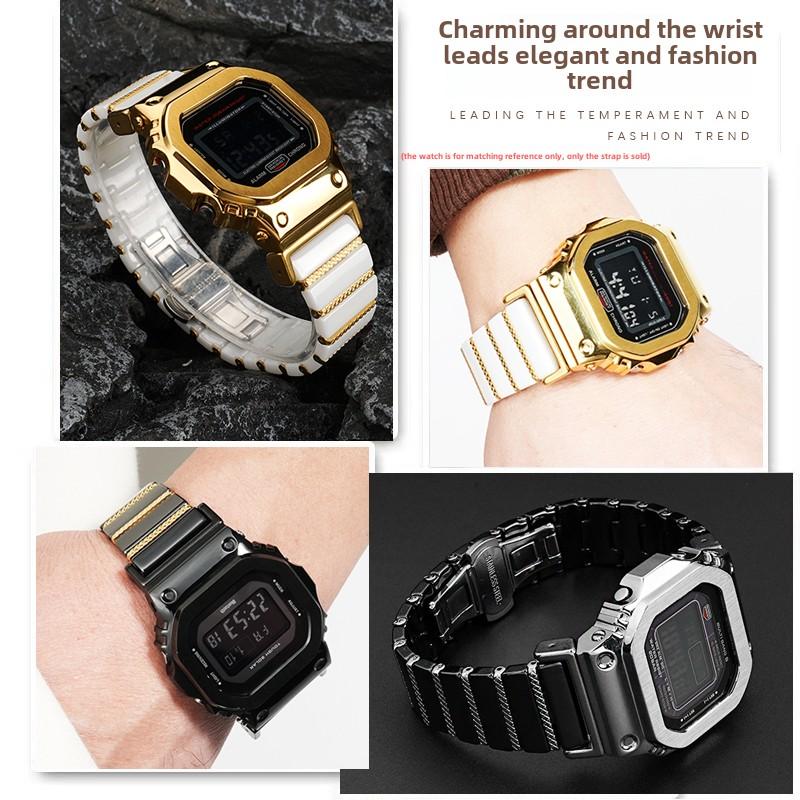 Ceramic Stainless Steel Strap Case for G-SHOCK Casio DW-5600 DW5600 GWM5610 GW-B5600 band Modified Replaceable Watch Chain Bezel
