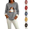 Women's Lined Long Sleeve Round Neck Halloween Print Top for Winter Casual Wear