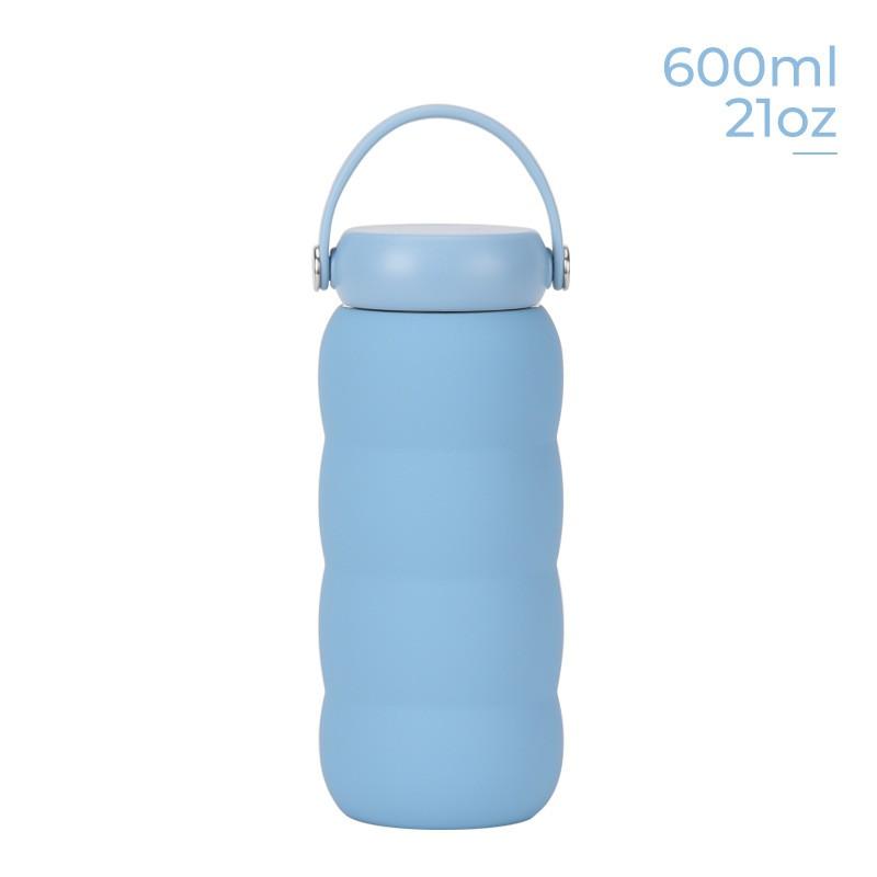 600ml Stainless Steel Vacuum Insulated Water Bottle With Wide Mouth Carry Strap Outdoor Sports Travel Office