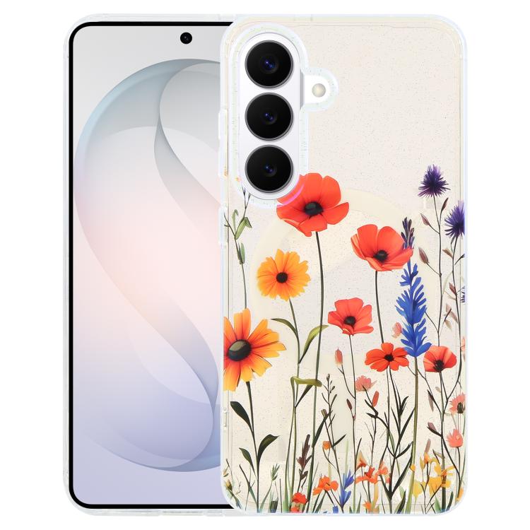 Blue Light Jungle Series Magnetic TPU Phone Case For Samsung Galaxy S24+ 5G, Raised Lens Screen Wireless Charging Protective Cover