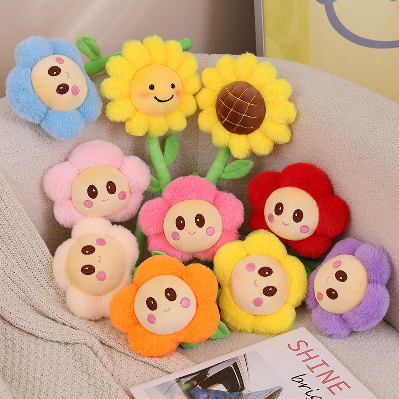 Sunflower Plush Fake Flowers: Small Red Bouquet for Bay Window Decoration & Curtain Buckle