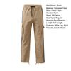 Men Pants with Multi Pockets Drawstring Elastic Waist Wide Leg Loose Cargo