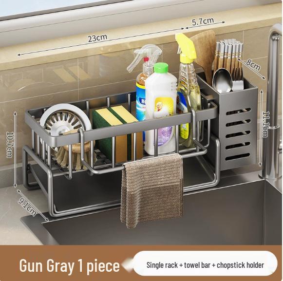 Stainless Steel Kitchen Sponge & Dishcloth Storage Rack with Drainer