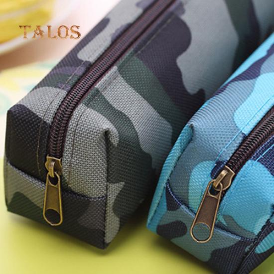 Boy Girl Camouflage Canvas School Supplies Pouch Purse Pencil Case Mini Bag Zipper Versatile