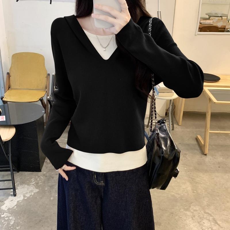 Two-piece Hooded Long-sleeved Sweater for Women In Spring Clothes, New Fashionable Pullover Sweater Top