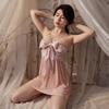 Xiaohongshu Influencer Style See-Through Mesh Camisole Nightgown with Bow