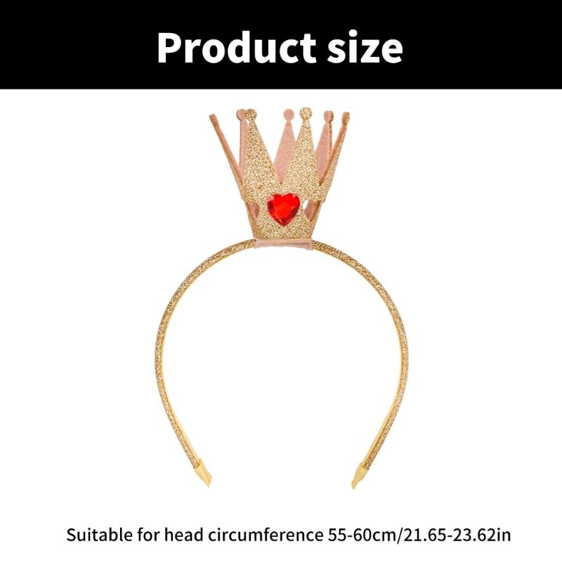 Elegantes goldenes Pailletten-Kronen-Haarband mit Herz-Strasssteinen, Kronen-Stirnband für Party-Geburtstagsfeiern, alle Altersgruppen, Haarreif