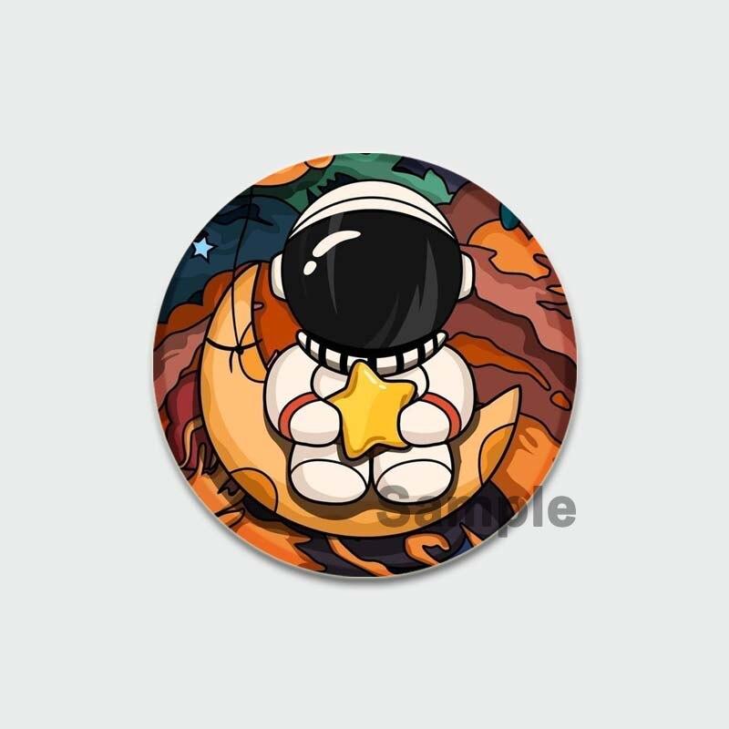 

58 мм креативная эмалированная заколка с мультяшной планетой, астронавтом, космическая ракета, круглая брошь, мультяшный значок для рюкзака, шляпы, ювелирные аксессуары, подарок