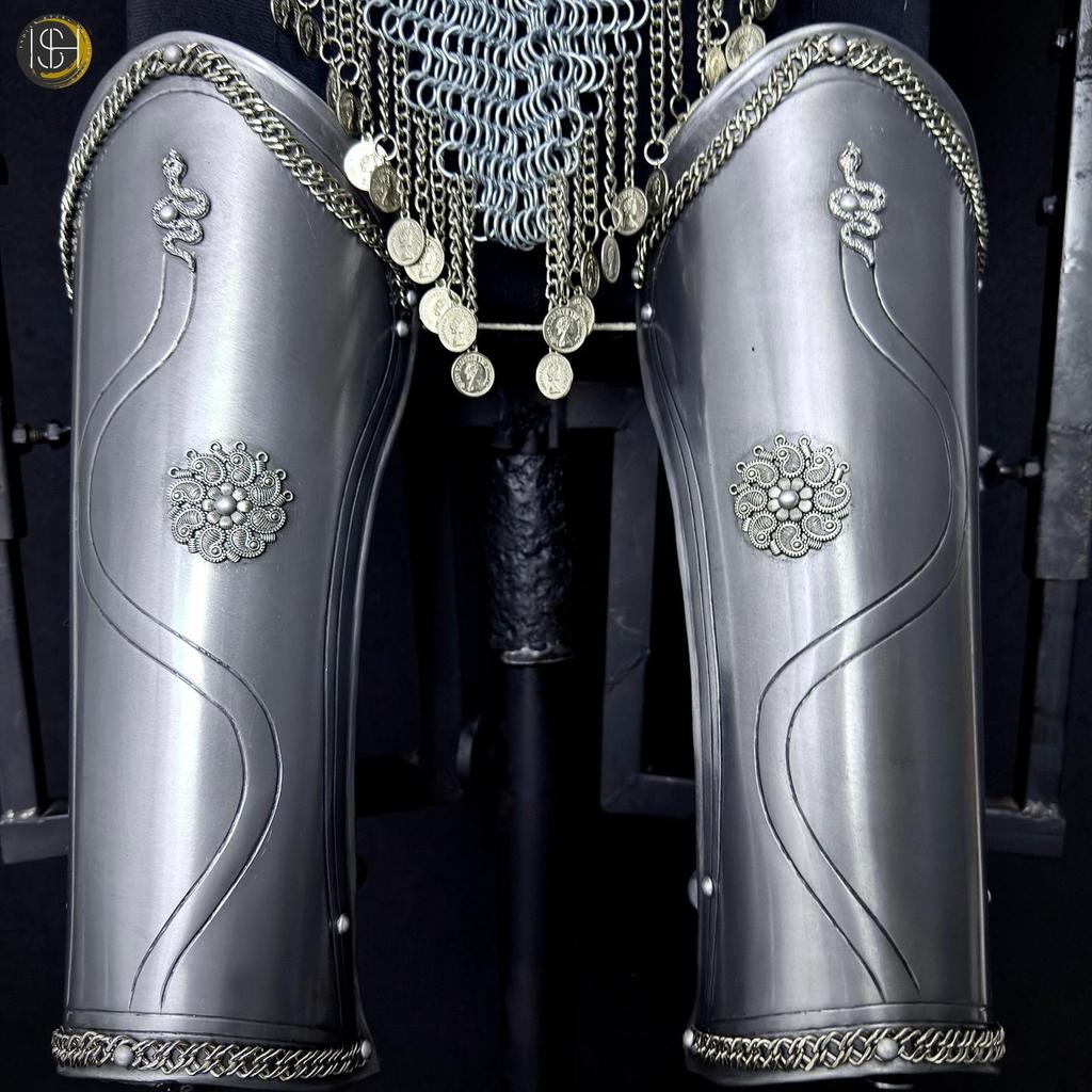 Set Armatura da Cavaliere Medievale Femminile | Armatura da Dama in Acciaio con Gonna a Maglia di Ferro | Costume Cosplay LARP