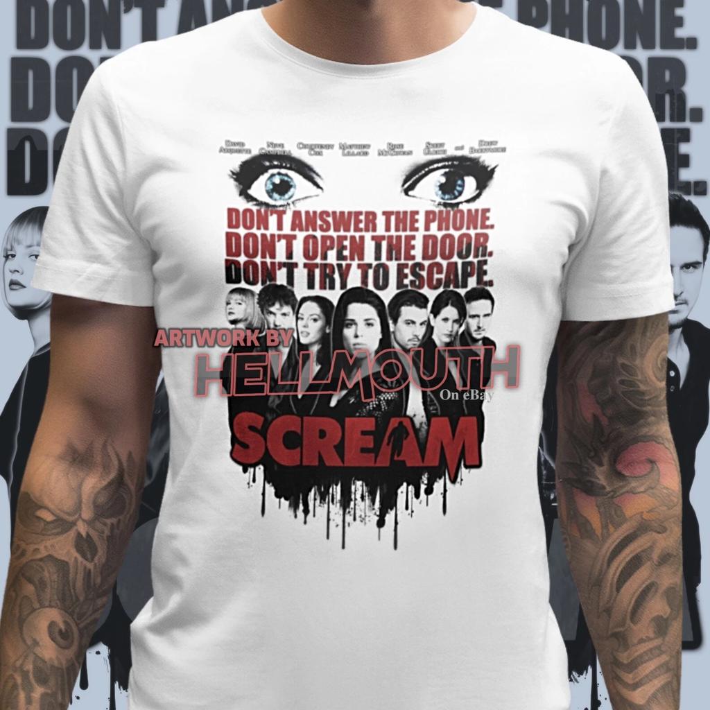 Scream 1996 Movie 100% Cotton T-shirt Mens Tees Top. Mens & Women's sizes S-XXL - Sidney Gale Billy movie