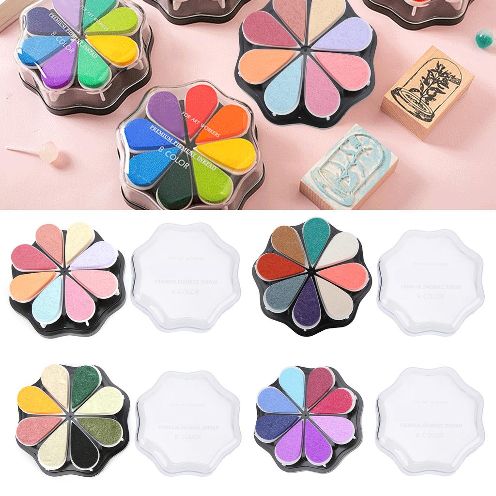 Stamp Pad Petal Shape Finger Creativity Ink Pad for DIY HandMade Office Supplies