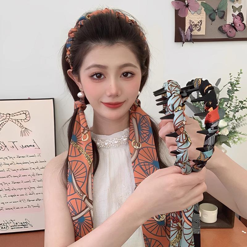Ribbon Comb Headband, Vintage Wave Headband With Floral Ribbon & Comb - Reversible High Crown Effect Hairband