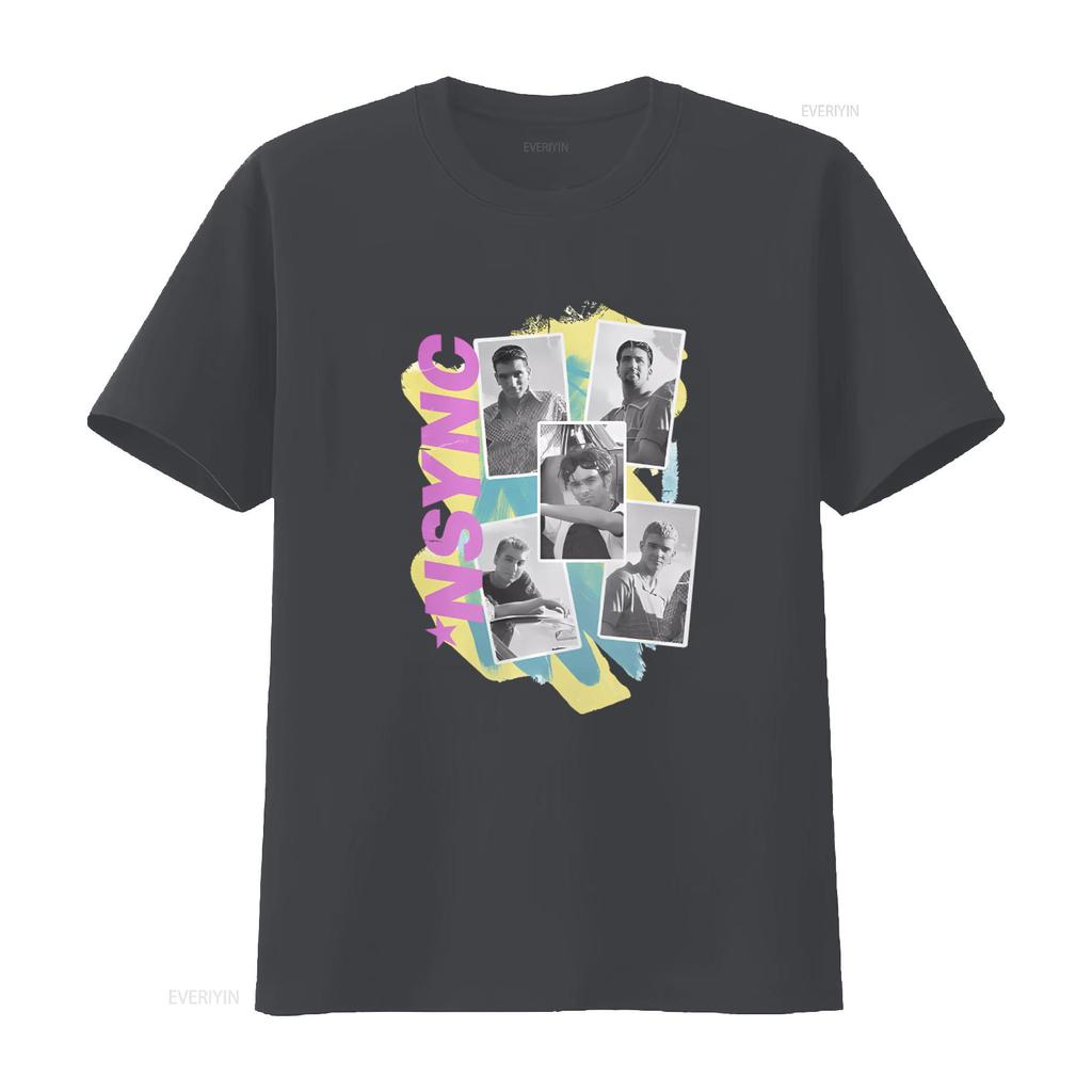 Vintage Style Womens Photo Collage NSYNC Band T Shirt Print vintage Washed designer clothes Soft Unisex streetwear Stretched