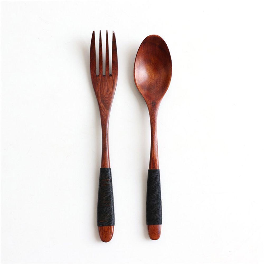 Wooden Dinner Kit Rice Soups Kitchen Supplies Utensil Dinnerware Sets Fork Spoon Tableware